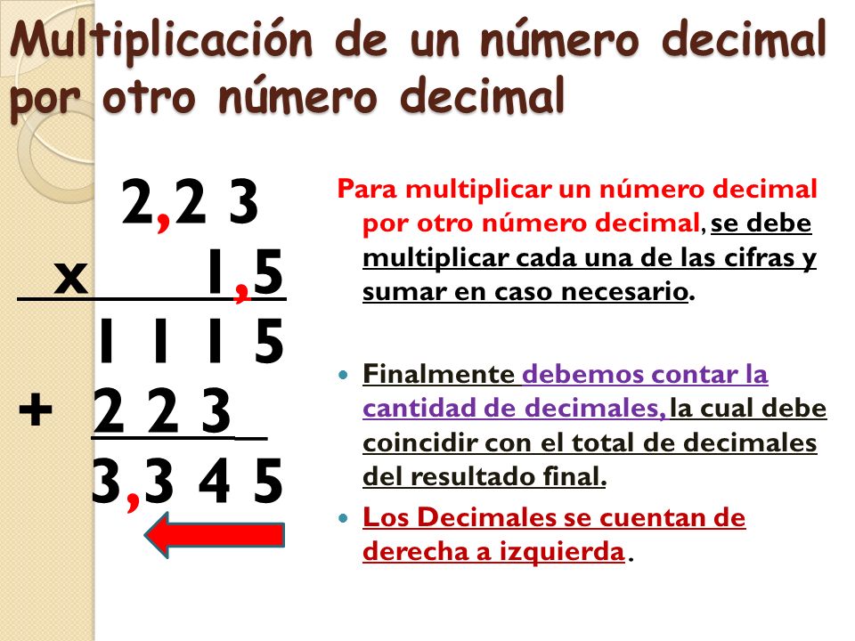 Multiplicación con número decimales